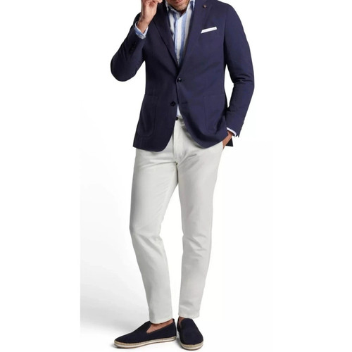 Peter Millar Blazer 44 marine Baumwolle Seersucker Sport Mantel unstrukturiert Jacke - Bild 14 von 14