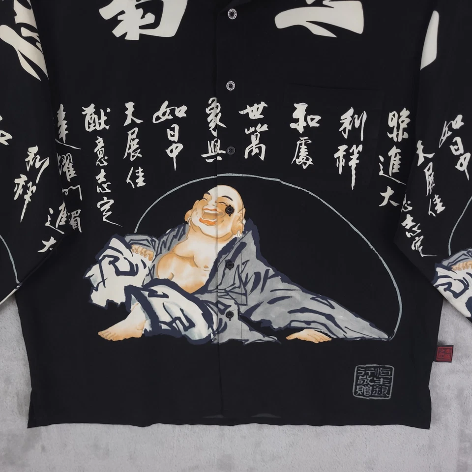 Camisa Southpole Abotonada Para Hombre Talla XL Negra De Colección Buddha Crazy Años 90 Y2K Foto 2 de 4