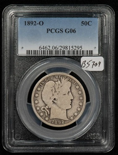 1892-O 50c Silver Barber Half Dollar - PCGS Good G 6 - SKU-B5709