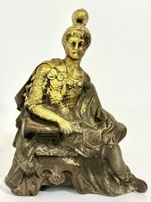 Vintage 19th Century Replica Classical Roman Soldier Statue Pot Metal with Gilt
