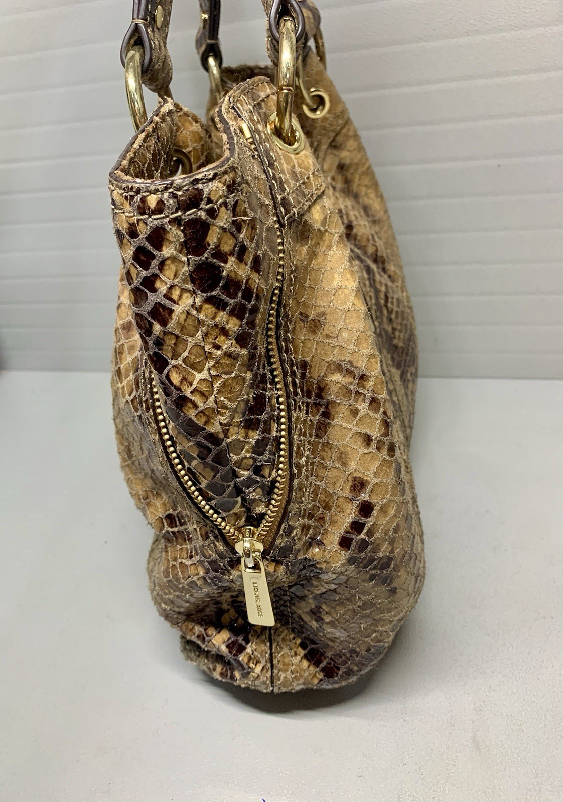 Michael Kors Python Brown Leather Zip Detail Hobo… - image 6