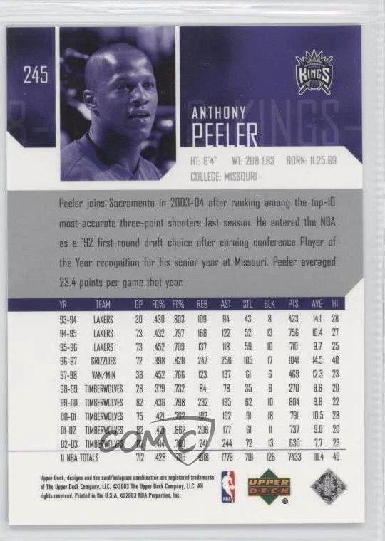 2003-04 Upper Deck Anthony Peeler #245 - Image 2 of 2
