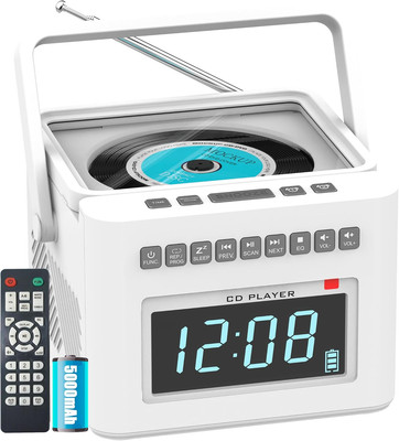 Rechargeable CD Player Alarm Clock with 8 White Noise Machine, Bluetooth Boombox