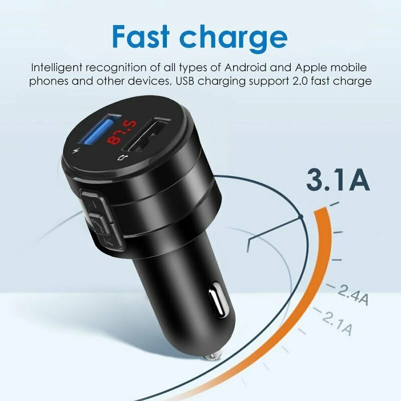 Bluetooth Wireless Handsfree Car FM Transmitter MP3 Player 2 USB Charger Kit kf - image 3 of 4