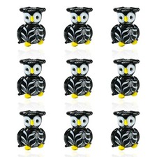 10 pcs Lovely Owl Shaped Handmade Lampwork Beads Bird Ceramics Beads for DIY