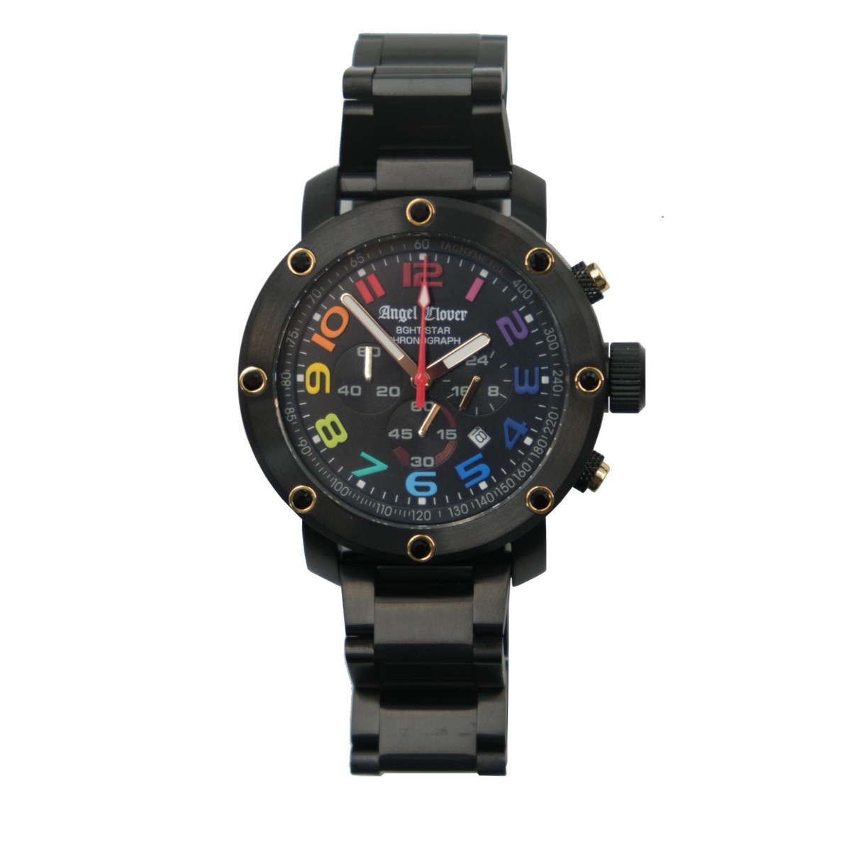 Angel clover watch Chronograph Multi color index Black Men's Angel clover watch Chronograph Multi color index Black Men's
