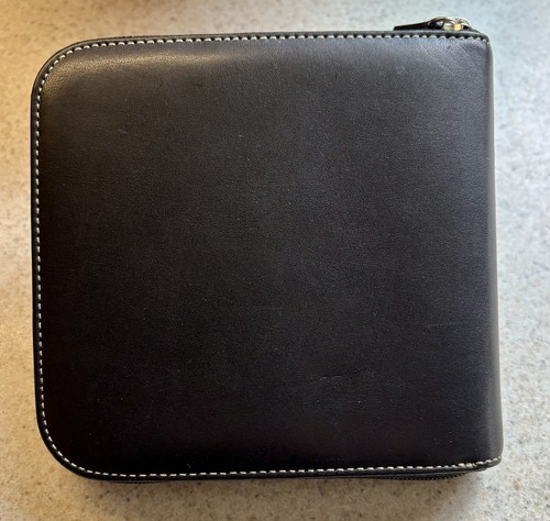 COACH Black Leather CD DVD Case, Holds 14 Discs Full ZIP Topstitching - Picture 3 of 12