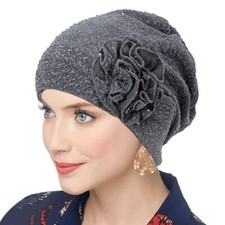 Muslim Women Hats Flower Bonnet Head Cover Caps Islamic Hair Loss Beanie Arab