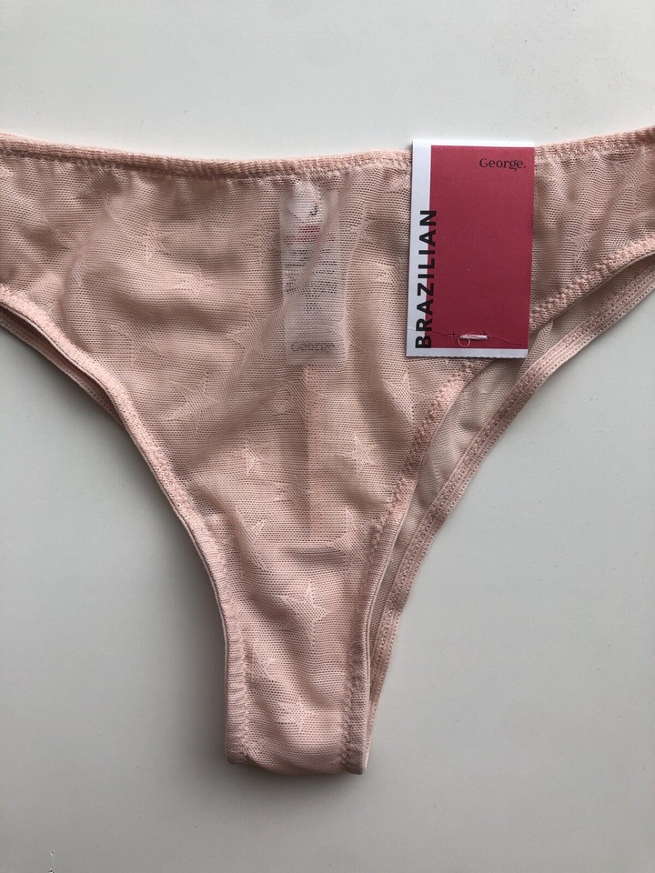 Ladies Mesh Knickers Thong Medium Brazilian Panties UK 14 Comfy
