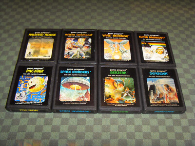Lot De 8 Jeux Atari 2600 + 2600 - Boîtes Abîmées Mais Jeux OK ! Pac-Man, Space Invaders