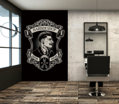 3D Black E4120 Hair Cut Barber Shop Wallpaper Mural Wall Print Murals CA Erin