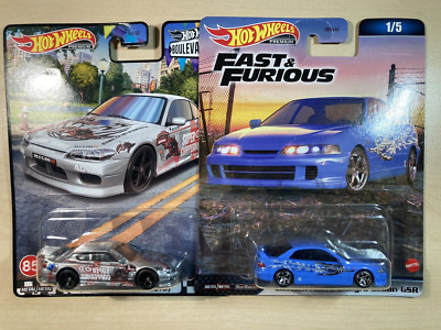 Hot wheels premium x 2 Nissan Silvia Nismo + Custom Acura Integra on Real Riders