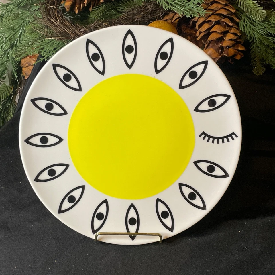 Platos de cena de porcelana verde amarillo IKEA Gloedande Eyes Van Beirendonck años 90 Foto 4 de 4