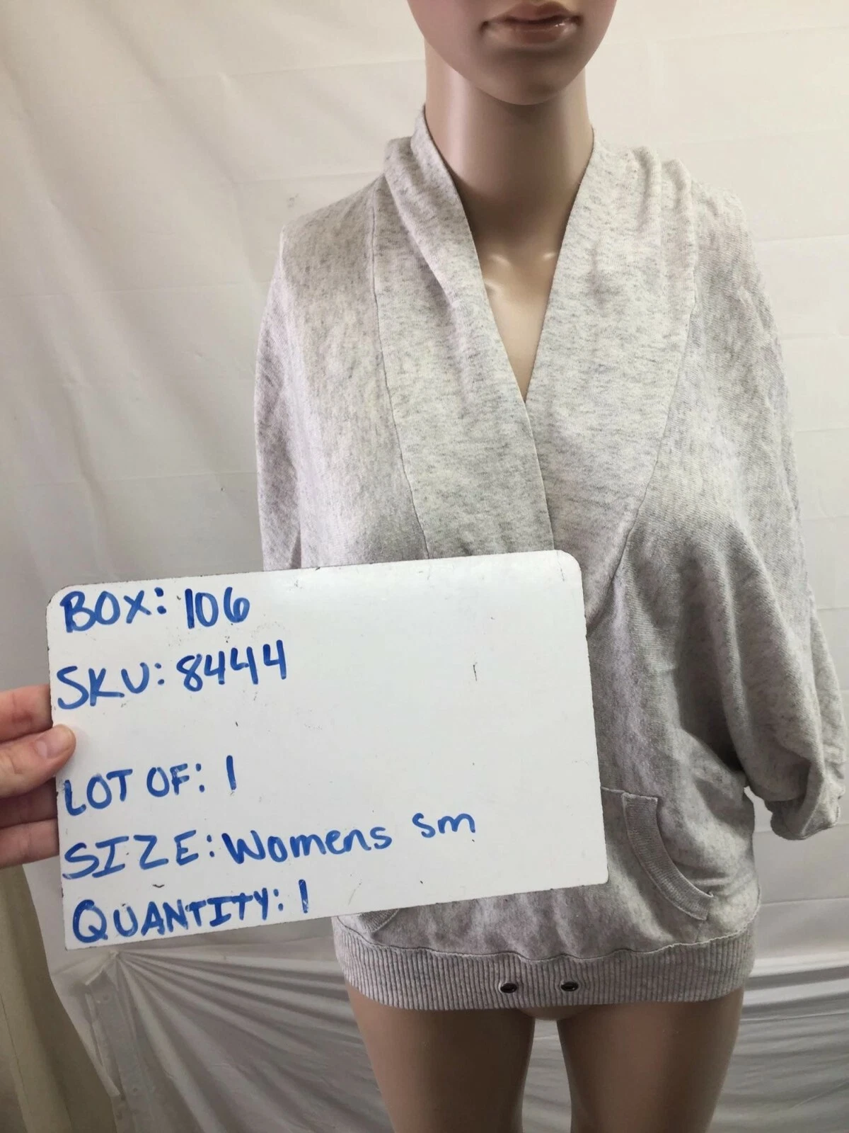 OFF WHITE American Eagle Outfitters taglia S felpa con cappuccio cropped con tasca manica rilassata