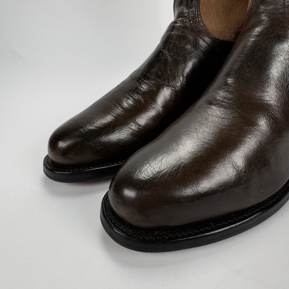 Vintage Lucchese Classics Suede Tall Riding Leather Boots Brown Women's