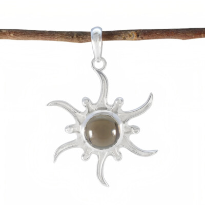 Elegance in Silver Smoky Quartz 925 Sterling Silver Pendant Brown Pendant