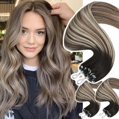 Micro Ring Loop Tip Echthaar Easy Ring Extensions Haarverlängerung 300 Strähnen