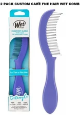 2 PACK Wet Brush Custom Care Thin or Fine Hair Detangling COMB Purple