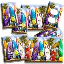 SURFING BOARDS CALIFORNIA BEACH PALMS LIGHT SWITCH OUTLET WALL PLATE ROOM DECOR