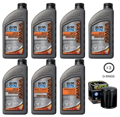 Harley Oil Change Kit Bel-Ray V-Twin Semi-Synthetic 20w50 Primary & Transmission