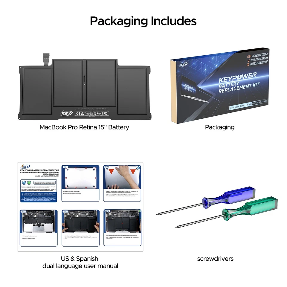 Batería de alta capacidad de 7200 mAh para MacBook Air Batería para A1405, A1466, A1369 Foto 4 de 4