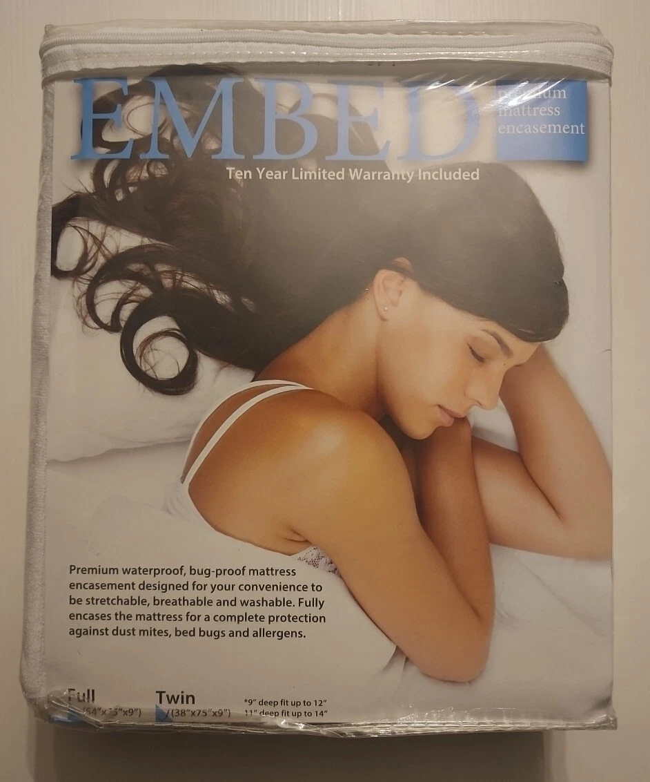 NEW! EMBED Premium Bed Bug & Dust Mite & Water Proof Mattress cover - Twin Size