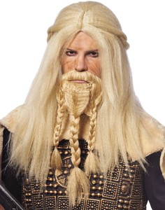 Mens Long Blonde Viking Warrior Mens Scottish Wig Beard Costume Ebay