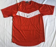 VTG Nike Soccer Jersey Mens Medium Orange White Striped Graphic Tee Y2K Gorpcore