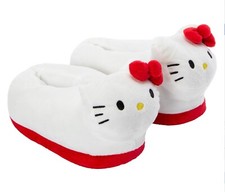 New Sanrio HELLO KITTY Women's Adults Plush Slippers Red/White Size M L 7/8