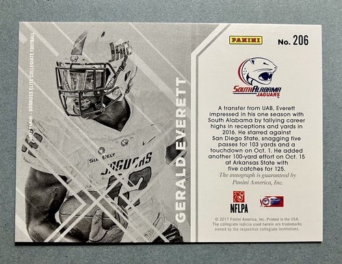 2017 Gerald Everett Donruss Elite Draft Picks RC 30/99 Autogrammkarte # 206 - Bild 3 von 3