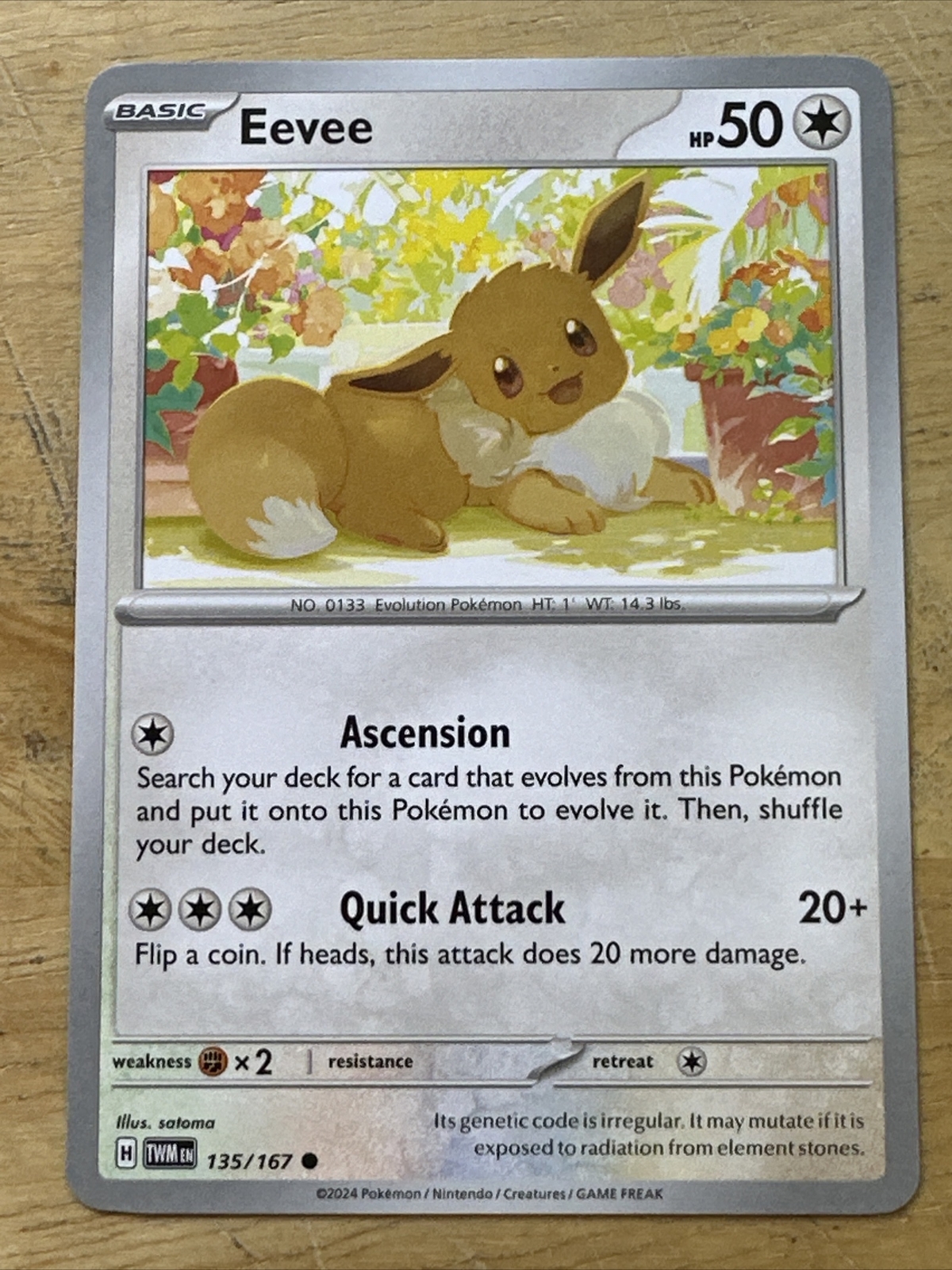 Eevee 135/167 Non-Holo Twilight Masquerade NM/M Pokemon Card