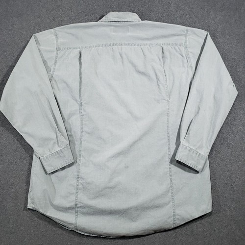Vintage Orvis Safari Shirt Men Large Gray Green Button Up Long Sleeve Cotton - Picture 7 of 10