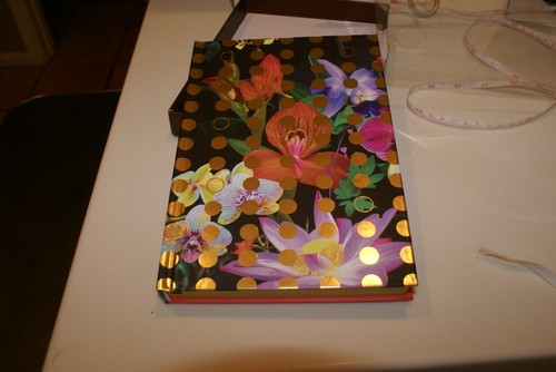 PAPYRUS TROPICAL FLOWERS BOUQUET ON BLACK GOLD DOT DELUXE CHUNKY JOURNAL NEW - Picture 2 of 4