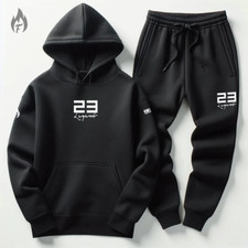 Men's Black Hoodie Joggers Sweatsuit Set 2pc Tracksuit To Match Jordan 11 Gamma