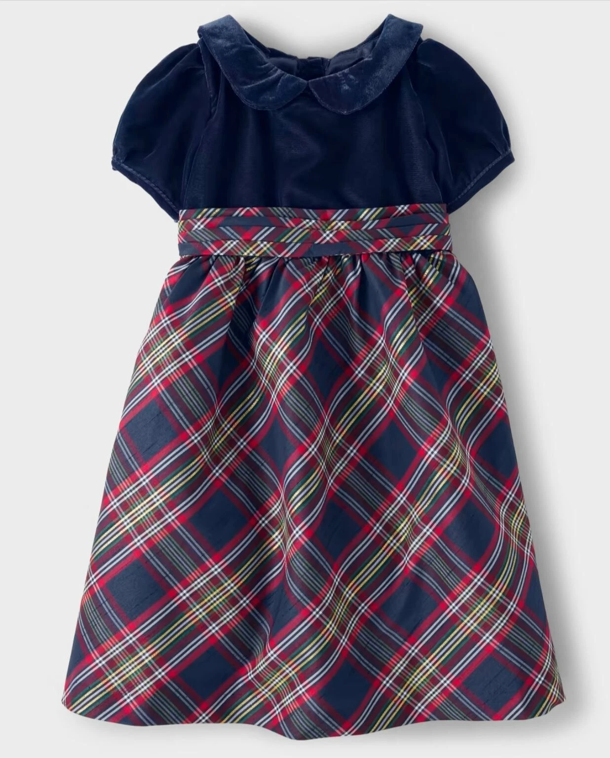 Gymboree Girls Size 8 Velvet & Plaid Holiday Dress Navy/Red
