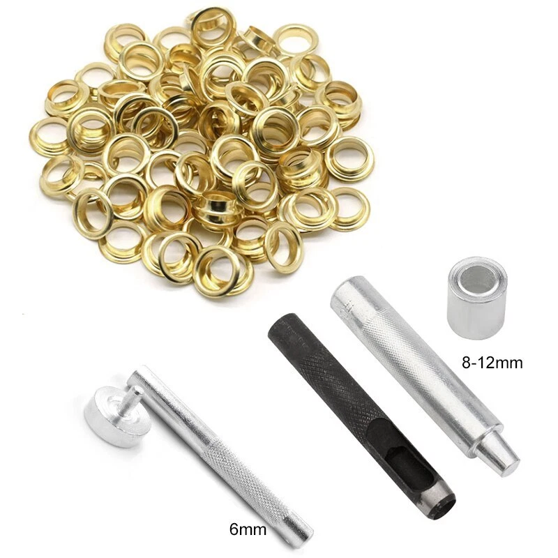 100 Sets Eyelet Setting Tool Kit, Metal Eyelets 6/8/10/12mm with Hole Punch  Tool