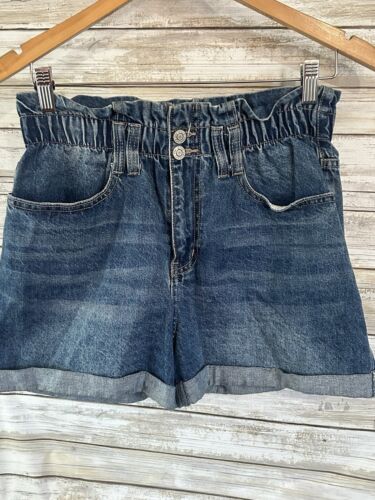 YMI Dream Paperbag Shorts Juniors Cuffed Hem Denim Blue Size Medium M J132 - Picture 1 of 4