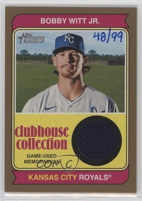 2023 Topps Heritage Clubhouse Collection Relics Gold 48/99 Bobby Witt Jr y6z
