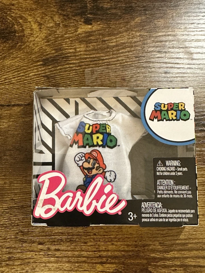 Mattel Barbie 2017 Super Mario Shirt White Short Sleeve Doll Clothes New In Box - Image 2 of 4