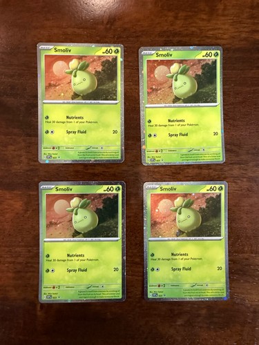 Pokemon Smoliv SVP 23 Cosmos Holo | 2023 Scarlet & Violet Promo LOT x4 - NM+