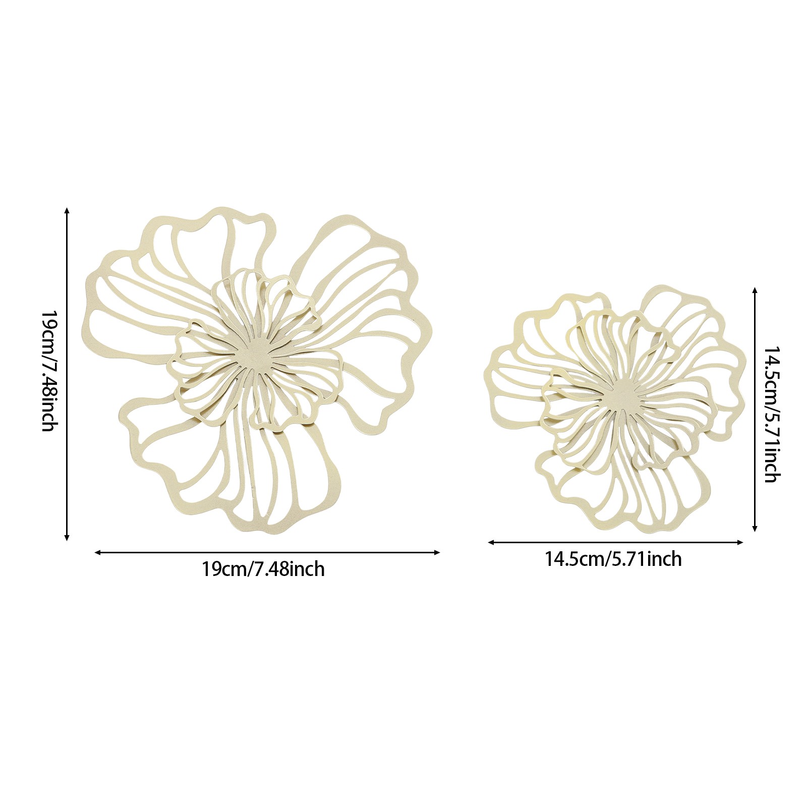 7-Piece Flower Metal Wall Art Decor Metal Wall Hanging for Living Room Bedroom