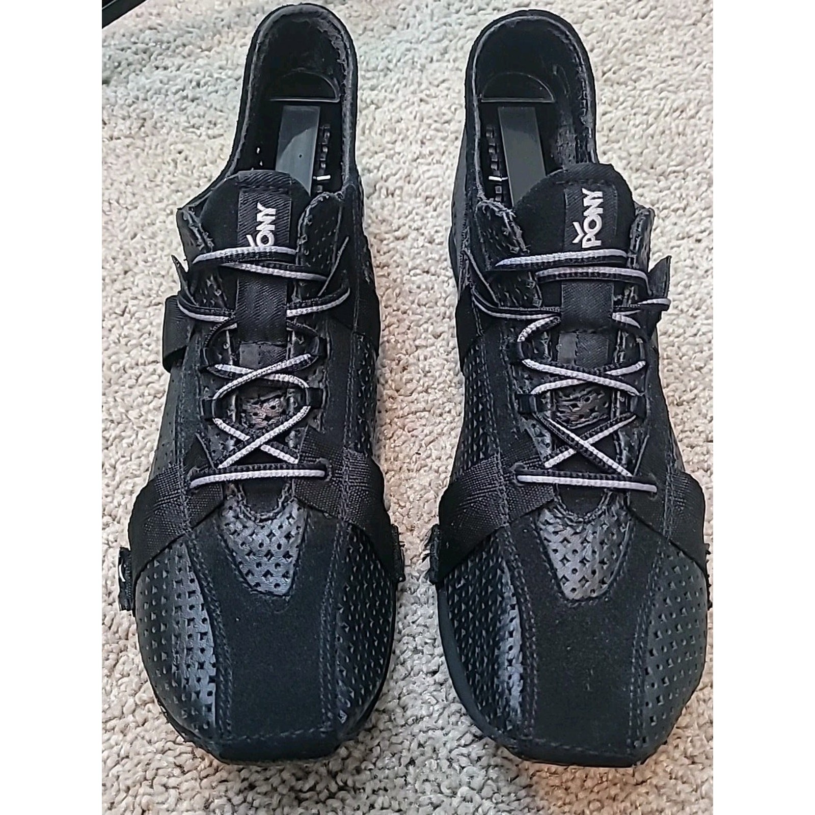 Pony Gate Vintage 2000th Y2K Sneaker Uomo Taglia 8.5 Nero Maglia Pelle Scamosciata Leggera