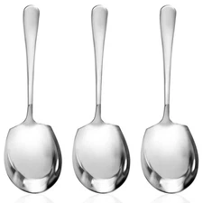 9.84 Inch Stainless Steel Large Buffet Serving Spoons Silver Servings Spoons ...