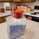 VTG Anchor Hocking 2 Qt Glass Juice/Tea Or Milk Bottle with Orange Lid USA Made