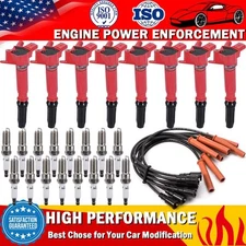 8 Pack Ignition Coil & Wire Set & Platinum Spark Plugs For Ford F150 F350 UF631
