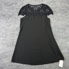Women’s Black Exclusive Dress Size 8 With Lace Trim Top Flowy Silky Feel New