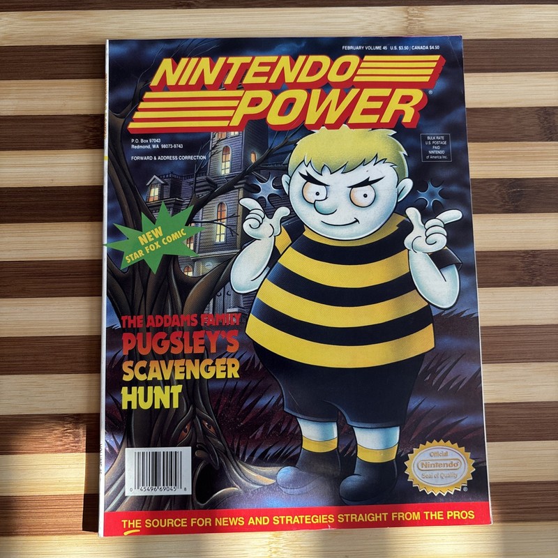 Nintendo Power Volume 45 Pugsley's Scavenger Hunt w/ Poster Cards Inserts