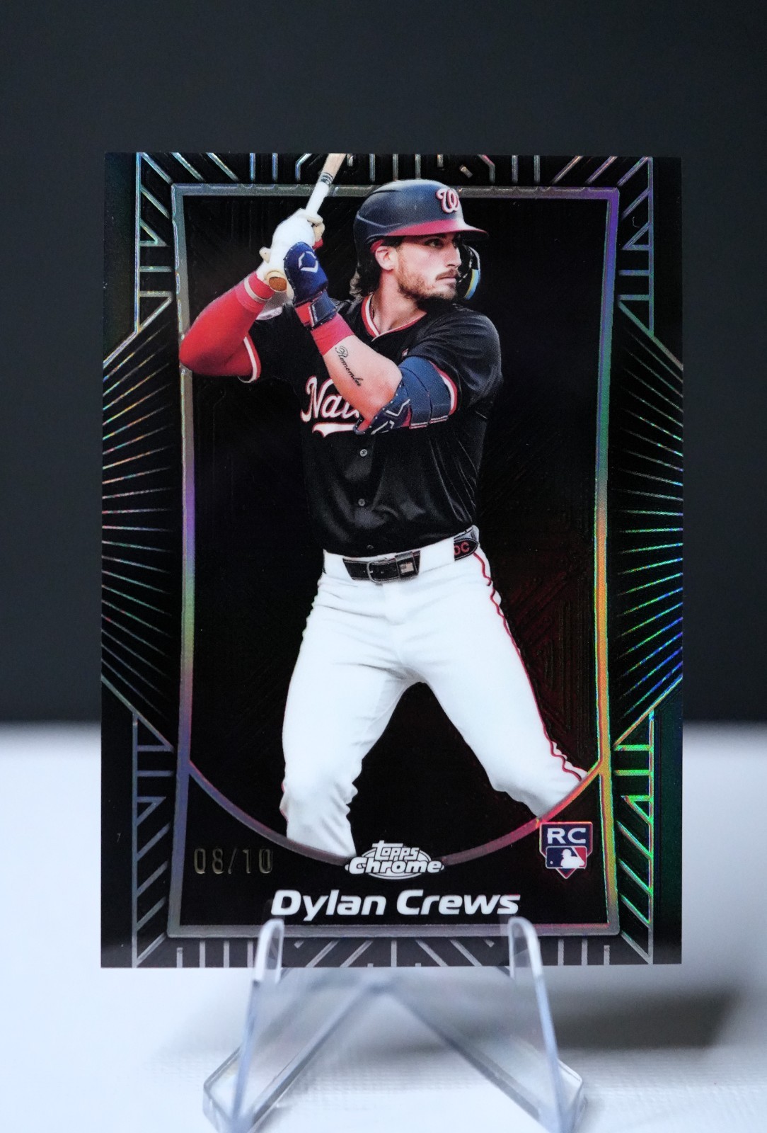 2025 Topps Chrome Shadow Etch Black 8/10 Dylan Crews RC SSP Nationals
