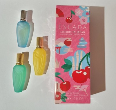 1oz New in Sealed Box ESCADA Cherry in Japan EDT w/Receipt + 3 perfume miniature