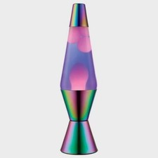 LAVA 14.5" Iridescent Chrome Novelty Table Lamp: Hand-Painted, Electric Wax